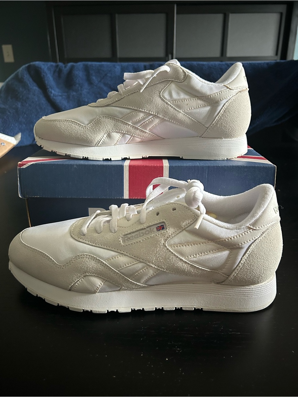 Reebok Classics Men's Off-White Suede & Nylon Low-Top Sneakers